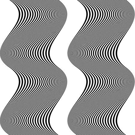 Design seamless monochrome waving pattern. Abstract vertical background. Vector artのイラスト素材