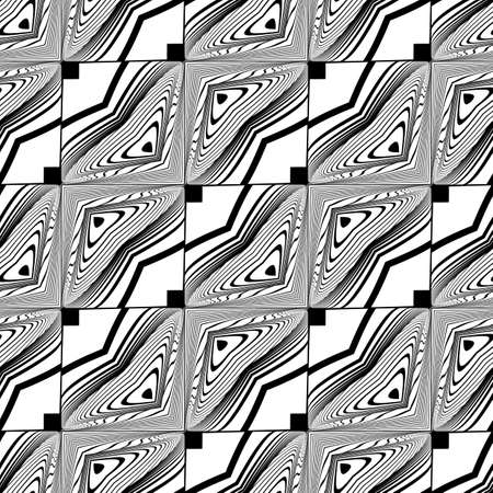 Design seamless monochrome decorative pattern. Abstract lines textured background. Vector art. No gradientのイラスト素材