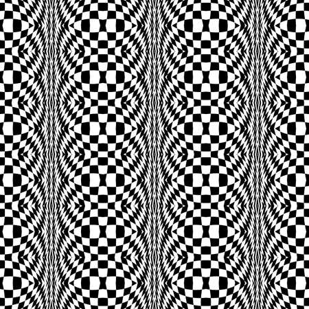 Design seamless monochrome checkered pattern. Abstract illusion background. Vector art. No gradient