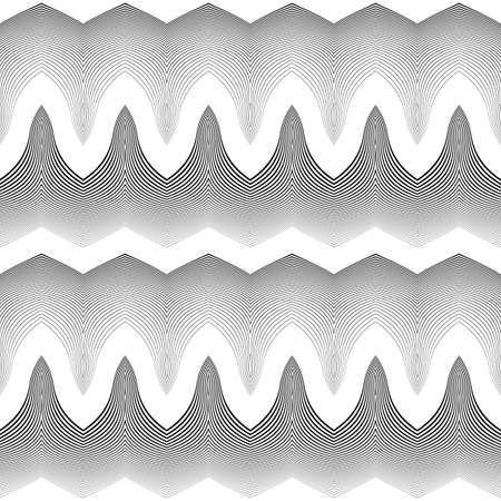 Design seamless monochrome waving pattern. Abstract striped background. Vector art. No gradientのイラスト素材