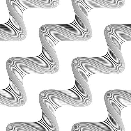Design seamless monochrome waving pattern. Abstract diagonal background. Vector art. No gradient