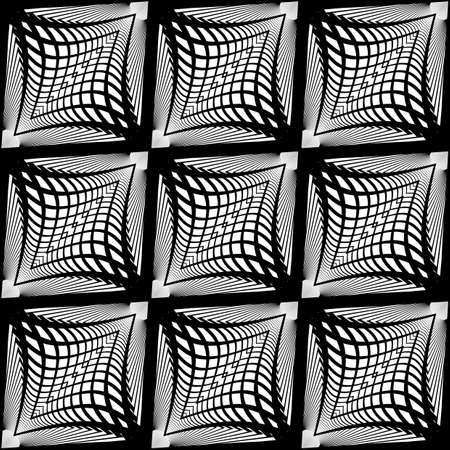 Design seamless monochrome grid pattern. Abstract geometric background. Vector art. No gradientのイラスト素材