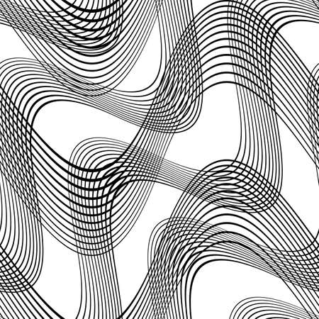Design seamless monochrome waving pattern. Abstract background. Vector art. No gradientのイラスト素材