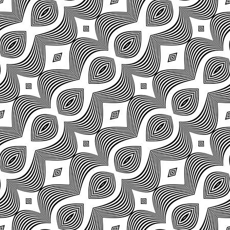 Design seamless monochrome waving pattern. Abstract decorative background. Vector artのイラスト素材