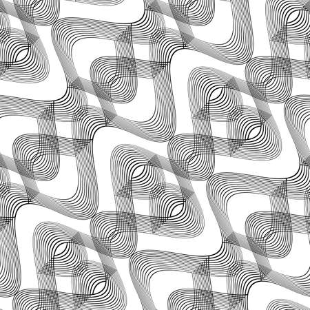 Design seamless monochrome waving pattern. Abstract background. Vector art. No gradientのイラスト素材