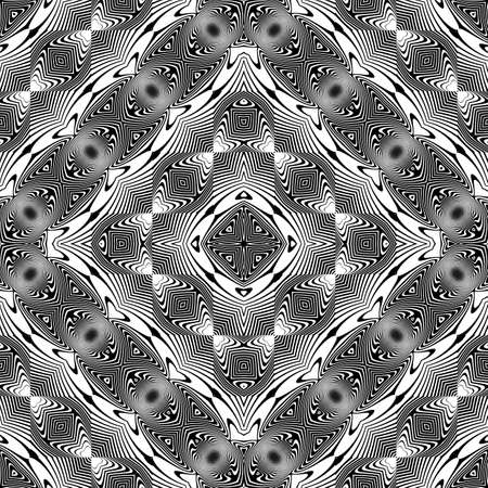 Design seamless monochrome waving decorative pattern. Abstract background.のイラスト素材