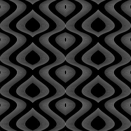 Design seamless monochrome waving pattern. Abstract decorative background. Vector art. No gradientのイラスト素材