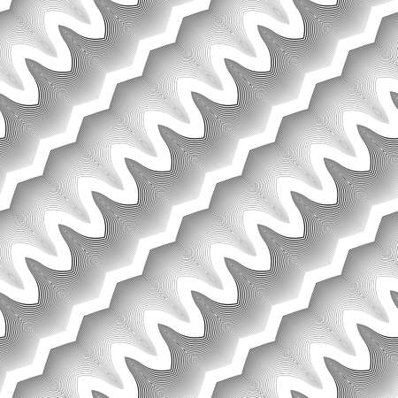 Design seamless monochrome waving pattern. Abstract striped background. Vector art. No gradientのイラスト素材