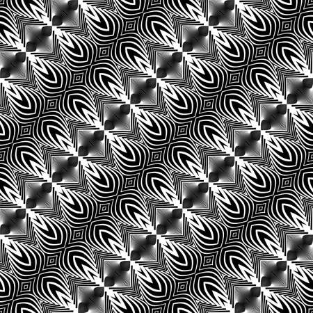 Design seamless monochrome decorative pattern. Abstract lines textured background. Vector art. No gradientのイラスト素材