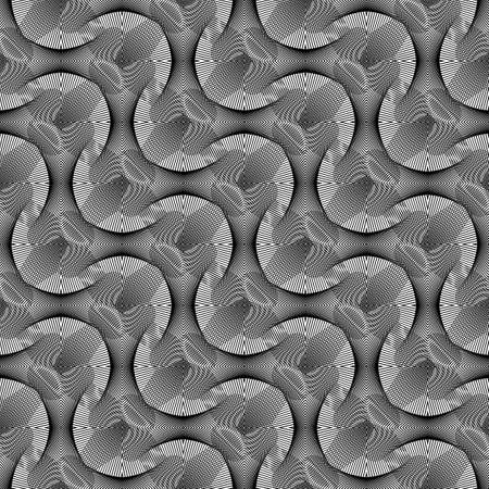 Design seamless monochrome waving pattern. Abstract lines textured background. Vector art. No gradientのイラスト素材