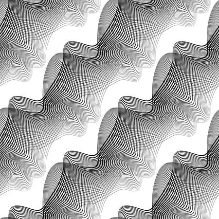 Design seamless monochrome waving pattern. Abstract background. Vector art. No gradientのイラスト素材