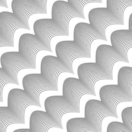 Design seamless monochrome waving pattern. Abstract background. Vector art. No gradient.のイラスト素材