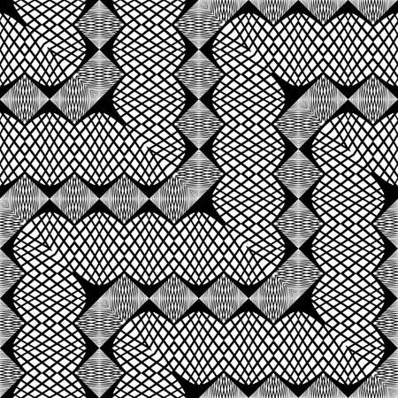 Design seamless monochrome geometric pattern. Abstract illusion background. Vector art. No gradient...