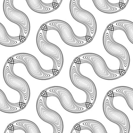 Design seamless monochrome waving pattern. Abstract decorative background. Vector art. No gradientのイラスト素材