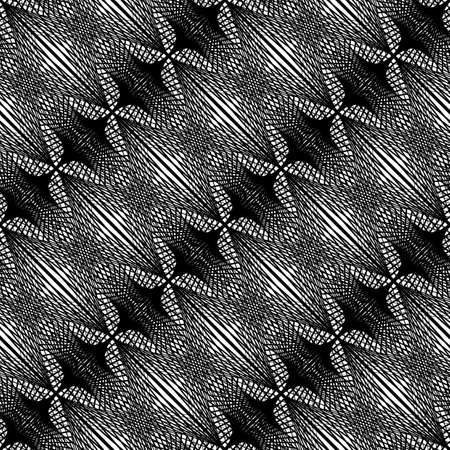 Design seamless monochrome decorative pattern. Abstract lines textured background. Vector art. No gradientのイラスト素材