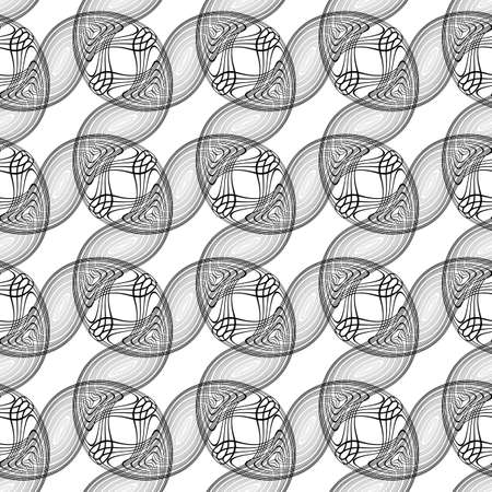 Design seamless monochrome decorative pattern. Abstract lines textured background. Vector art. No gradientのイラスト素材