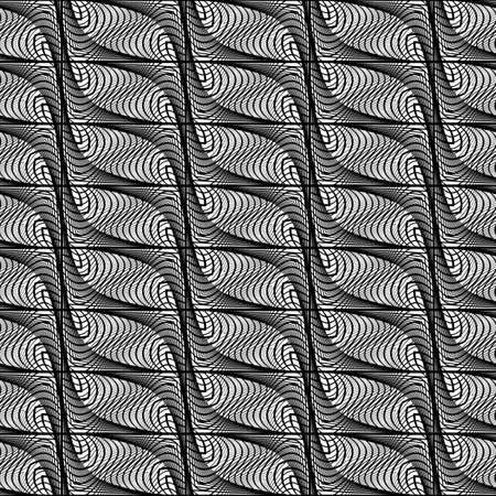 Design seamless monochrome decorative pattern. Abstract lines textured background. Vector art. No gradientのイラスト素材