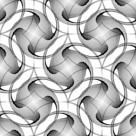 Design seamless monochrome decorative pattern. Abstract lines textured background.のイラスト素材