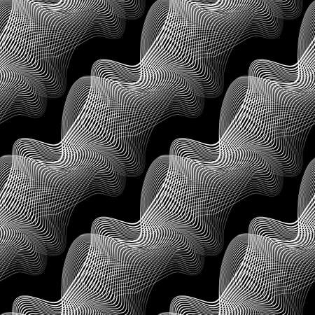 Design seamless monochrome waving pattern. Abstract background. Vector art. No gradientのイラスト素材