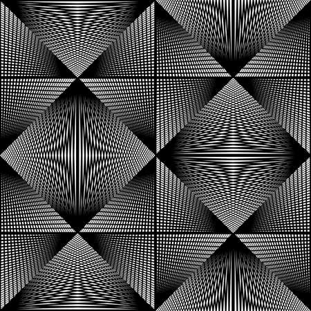 Design seamless monochrome geometric pattern. Abstract illusion background. Vector art. No gradientのイラスト素材