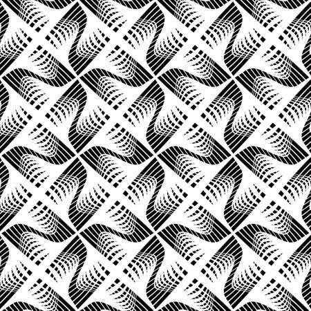 Design seamless monochrome decorative pattern. Abstract lines textured background. Vector art. No gradientのイラスト素材