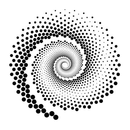 Design spiral dots backdrop. Abstract monochrome background. Vector-art illustration. No gradientのイラスト素材
