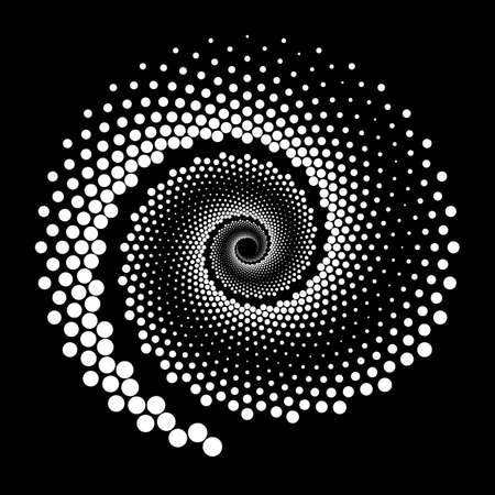 Design spiral dots backdrop. Abstract monochrome background. Vector-art illustration. No gradientのイラスト素材