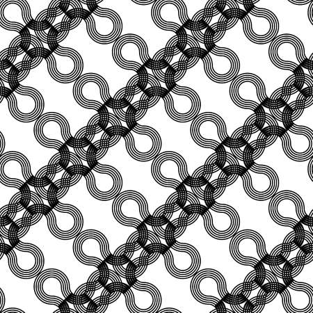 Design seamless monochrome decorative braid pattern. Abstract interlaced background. Vector artのイラスト素材