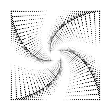 Design spiral dots square backdrop. Abstract monochrome background. Vector-art illustration. No gradientのイラスト素材