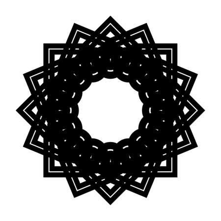 Design monochrome decorative snowflake element. Abstract grating backdrop. Vector-art illustrationのイラスト素材