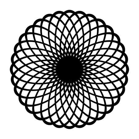 Design monochrome decorative circle element. Abstract grating backdrop. Vector-art illustrationのイラスト素材