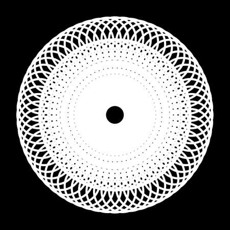 Design monochrome decorative circle element. Abstract grating backdrop. Vector-art illustrationのイラスト素材