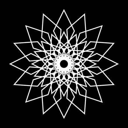 Design monochrome decorative snowflake element. Abstract grating backdrop. Vector-art illustrationのイラスト素材