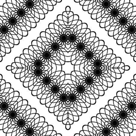 Design seamless decorative lacy pattern. Abstract diamond monochrome background. Vector artのイラスト素材