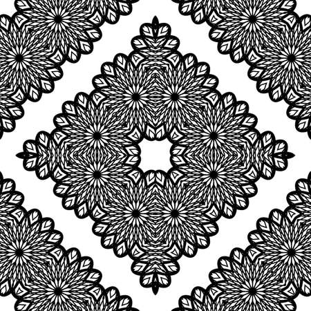 Design seamless decorative lacy pattern. Abstract diamond monochrome background. Vector artのイラスト素材