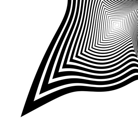 Design monochrome stripy illusion background. Abstract backdrop. Vector-art illustrationのイラスト素材