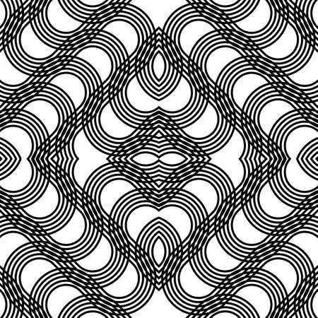 Design seamless decorative lacy pattern. Abstract geometric monochrome background. Vector artのイラスト素材