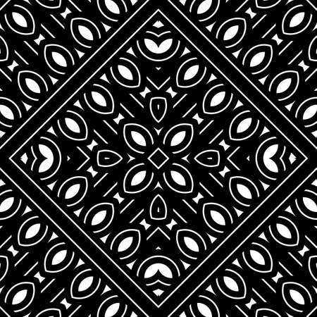 Design seamless decorative lacy pattern. Abstract geometric monochrome background. Vector artのイラスト素材