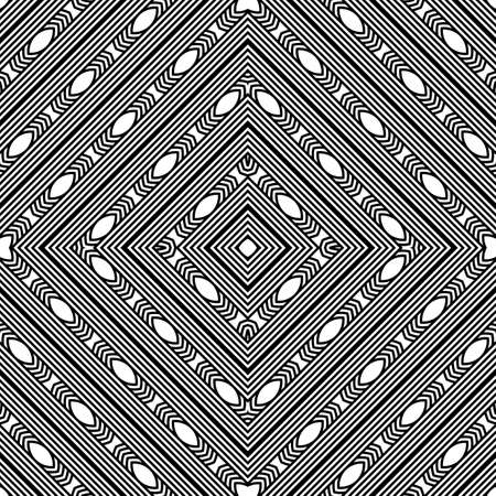 Design seamless decorative lacy pattern. Abstract geometric monochrome background. Vector artのイラスト素材