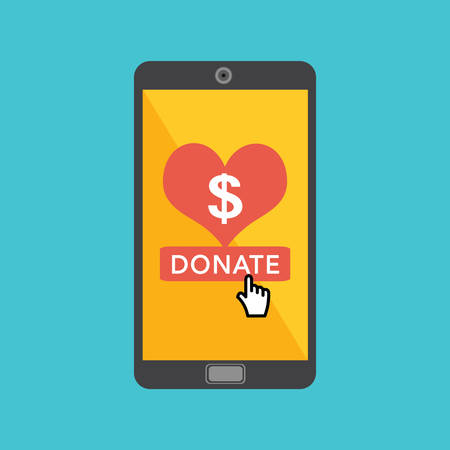 Online donation concept through mobile phone.の写真素材
