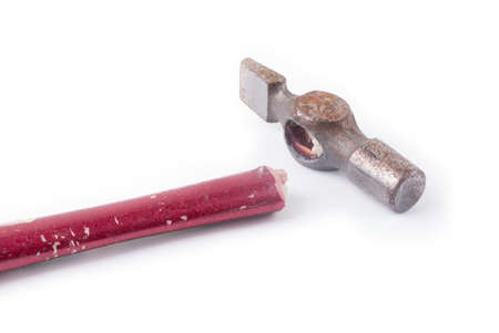 Broken hammer isolated on a white background