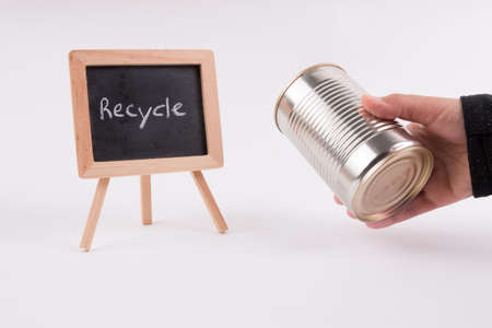 Recycle products and materials with text on blackboardの写真素材
