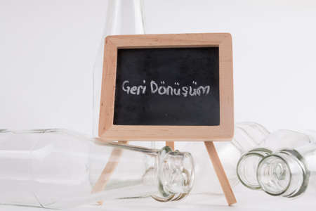 Recycle products and materials with text on blackboardの写真素材