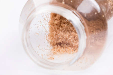 Close up view of brown sugar in a container.の写真素材