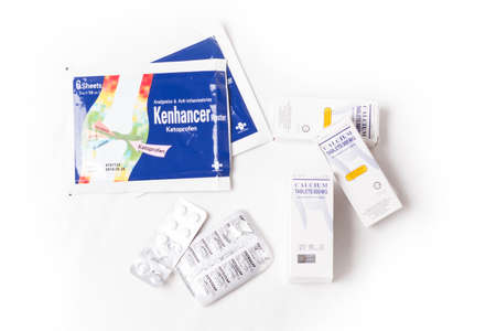 Selangor, Malaysia: September 25, 2017 - Medication to relief joint, muscle or back bone illness prescribed in Serdang Hospital, Selangor.のeditorial素材