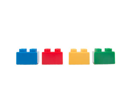 Child brick toys isolated on a white background