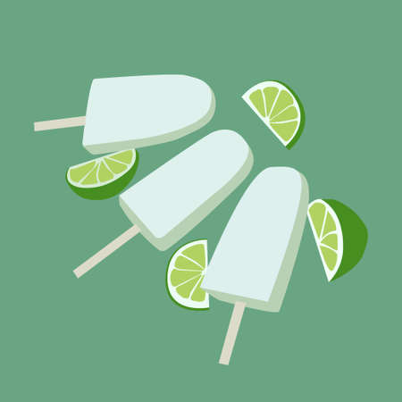 Vector illustration of an ice cream. Lime flavour. Healthy summer concept.のイラスト素材
