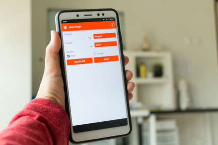 Negeri Sembilan, Malaysia - August 29, 2018: Health tracker application on smartphone. It is to keep track of your health information.のeditorial素材