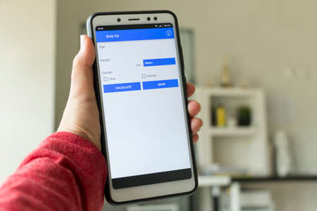 Negeri Sembilan, Malaysia - August 29, 2018: Health tracker application on smartphone. It is to keep track of your health information.のeditorial素材