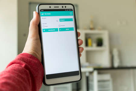 Negeri Sembilan, Malaysia - August 29, 2018: Health tracker application on smartphone. It is to keep track of your health information.のeditorial素材